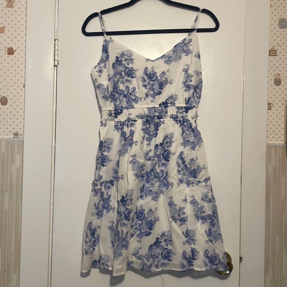 Lush white and blue floral dress